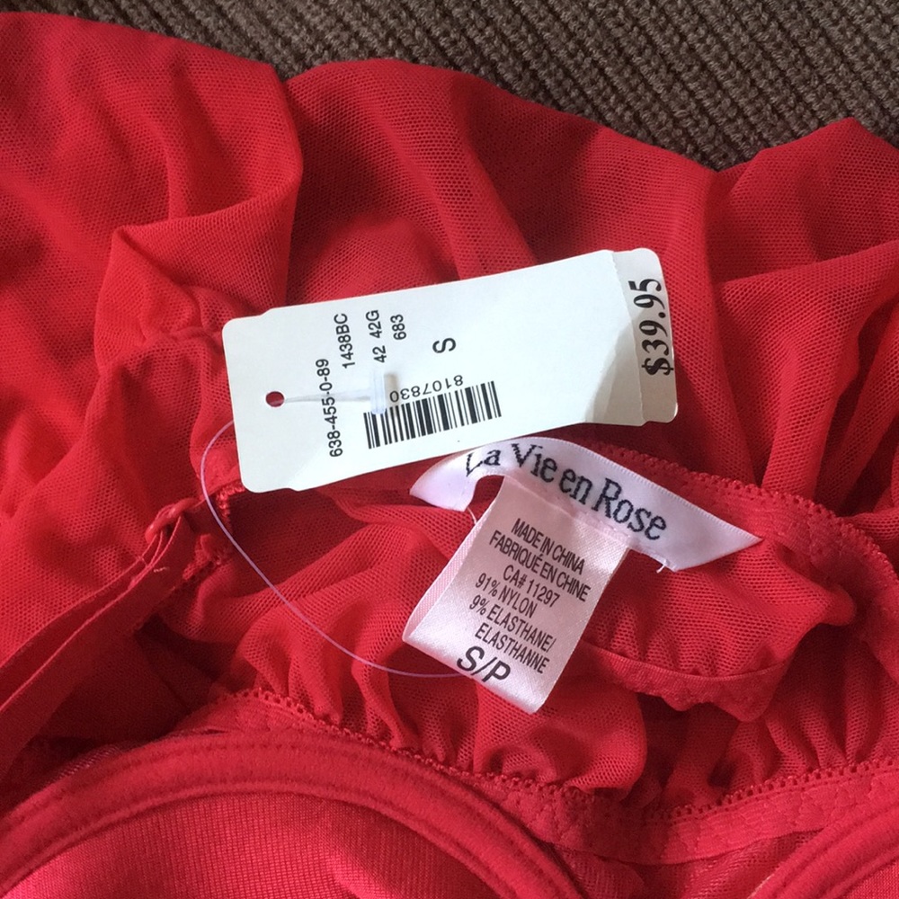 La vie en rose red see through mesh baby doll